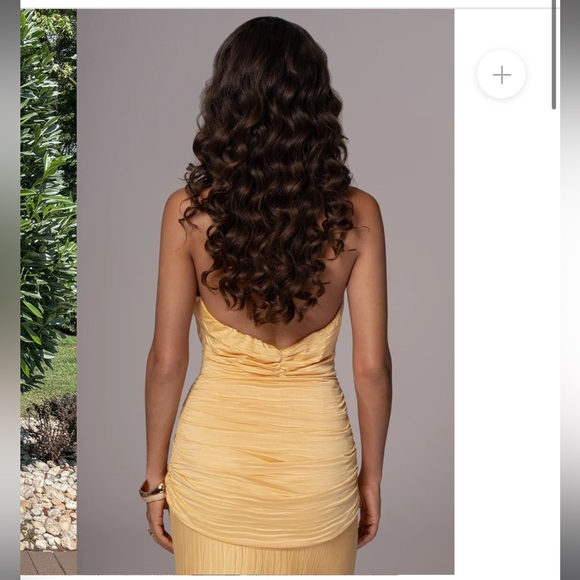 JLUXLABEL YELLOW UNDER THE MOONLIGHT DRAPE DRESS - Picture 3 of 7